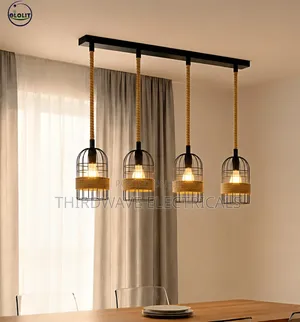 4-Light Vintage Industrial Hemp Rope Chandelier Pendant Light