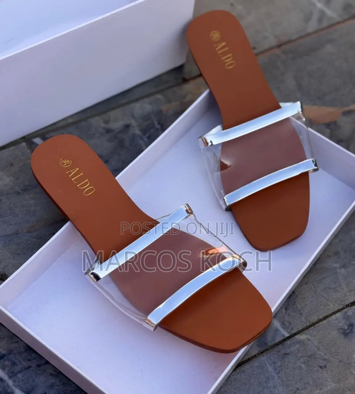 Zara Brown Chain Slide Sandal