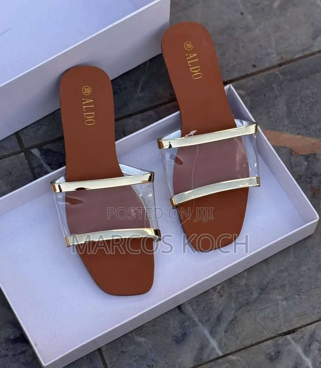 Zara Brown Chain Slide Sandal