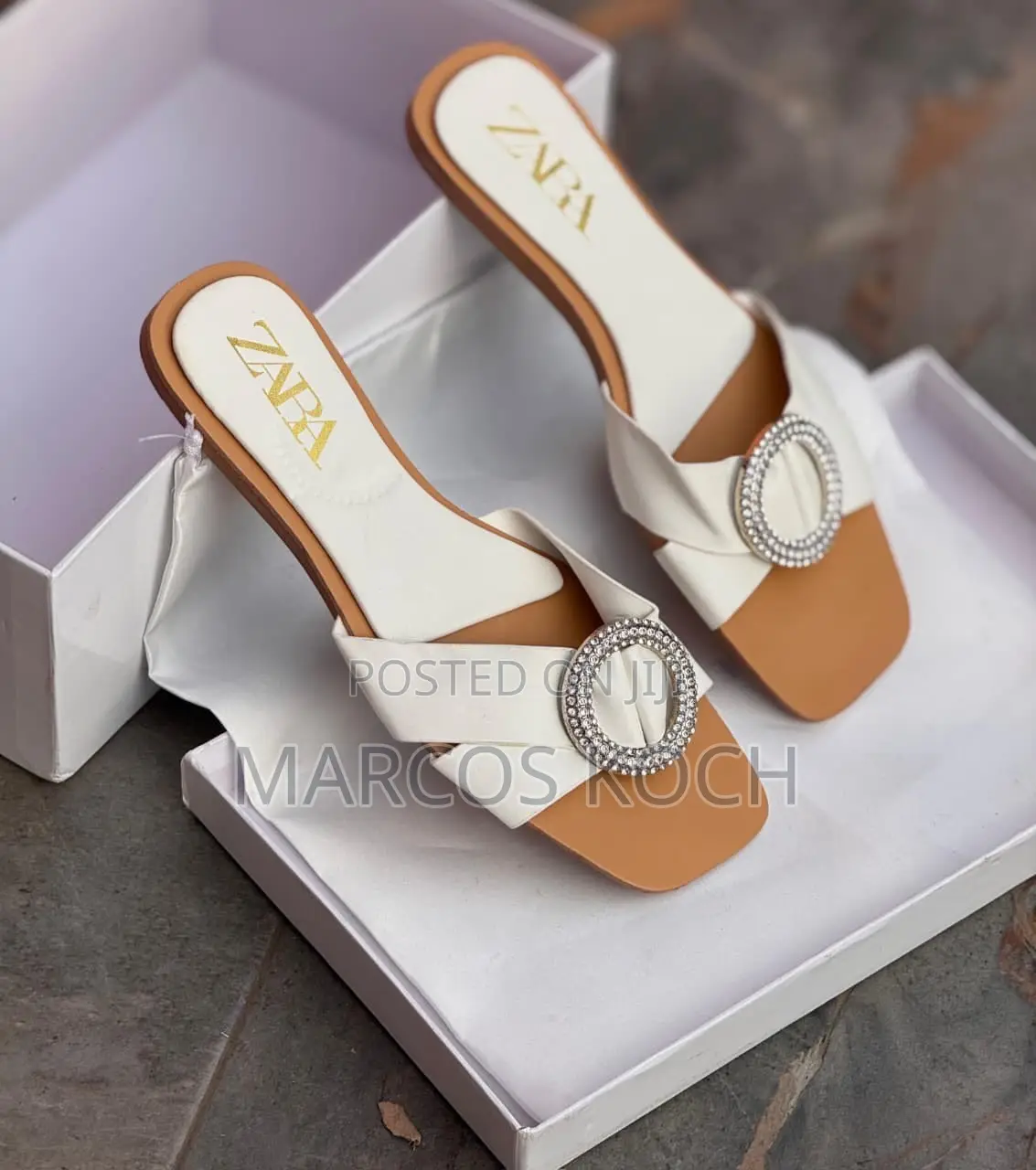 Zara Brown Chain Slide Sandal