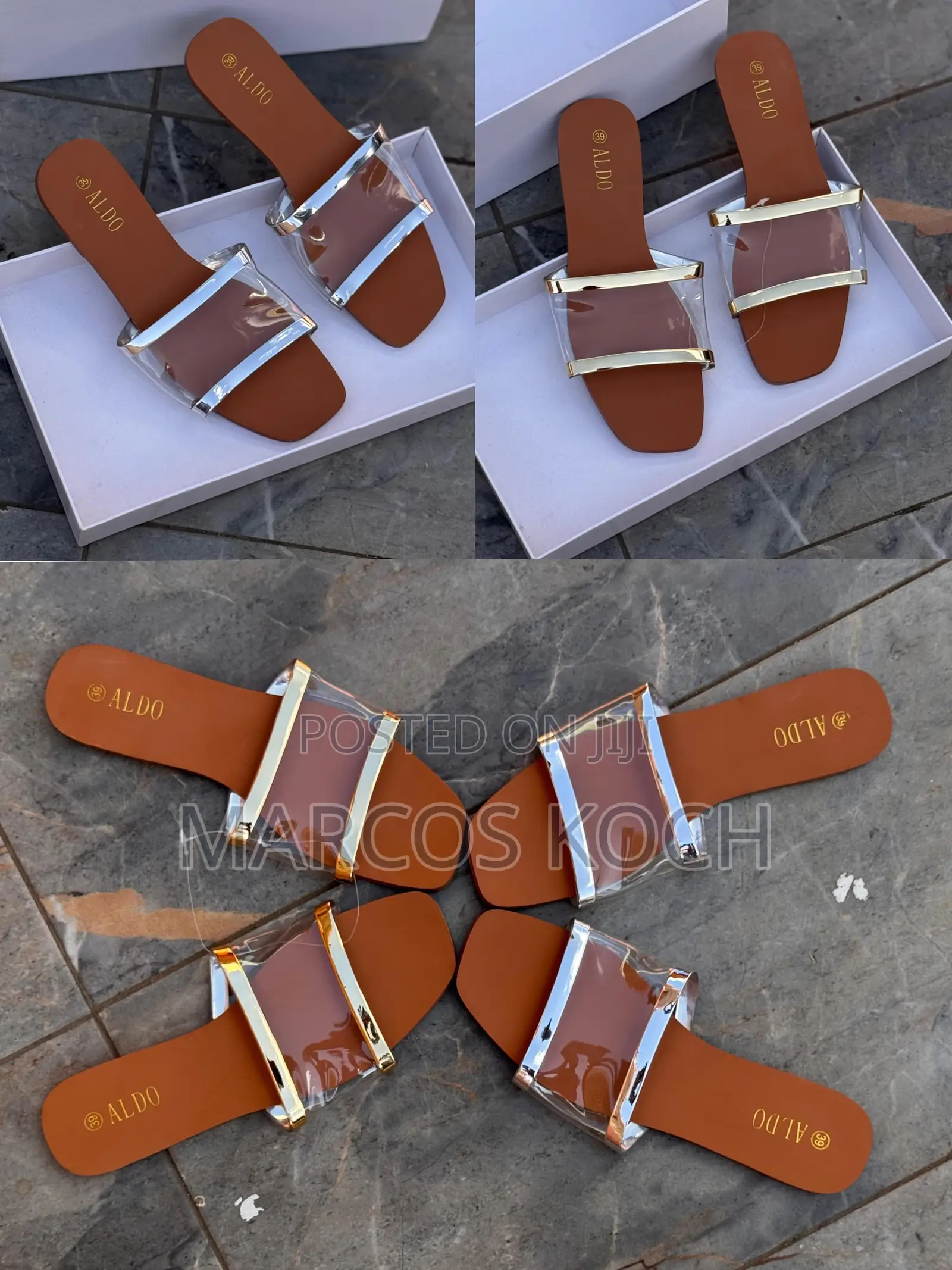 Zara Brown Chain Slide Sandal
