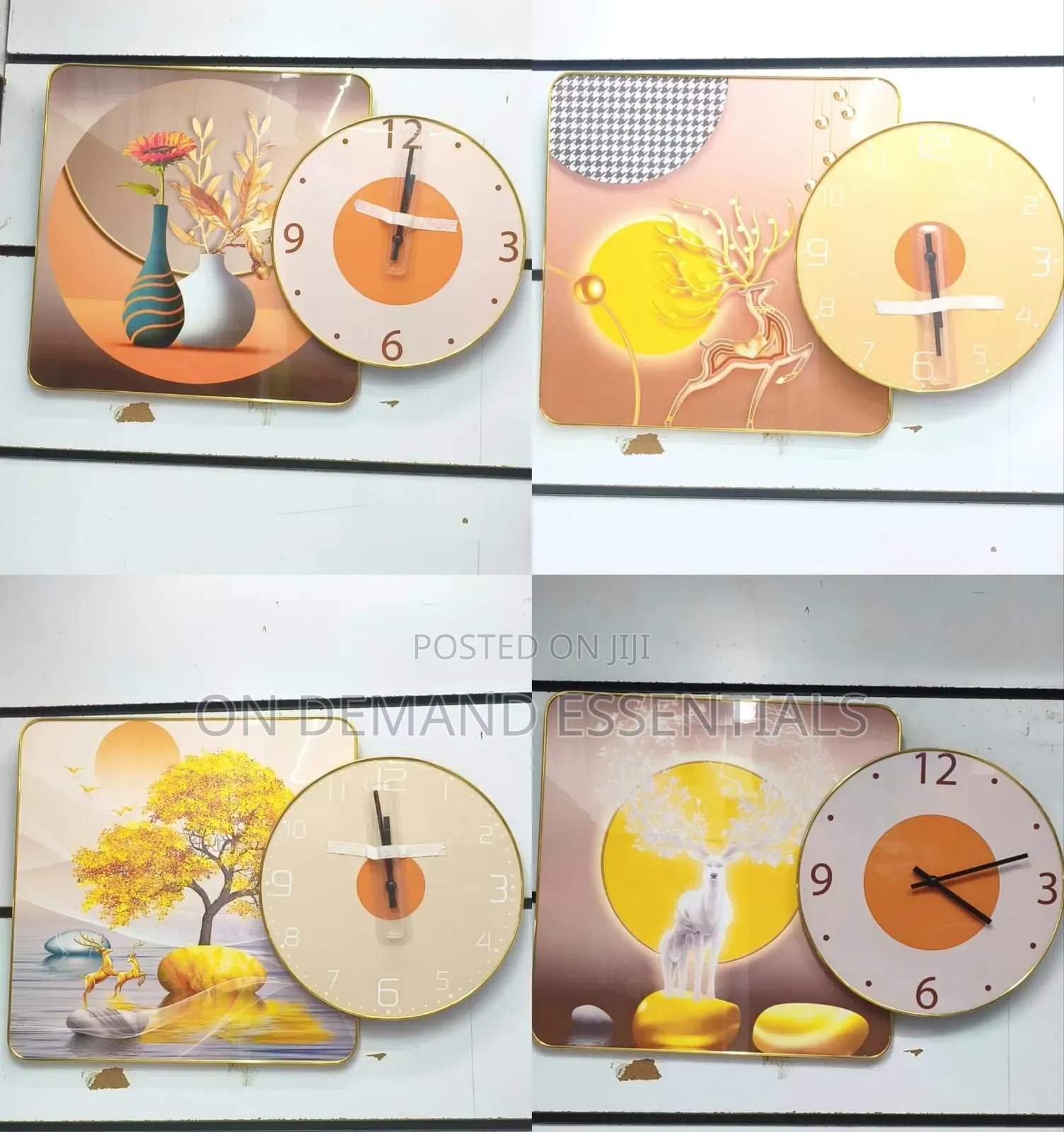 Elegant Wall Clock & Wall Art Set