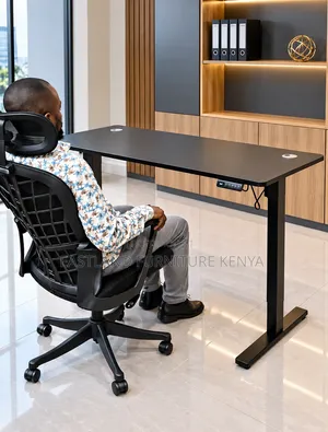 Modern Electric Height Adjustable Standing Desk With Black Frame