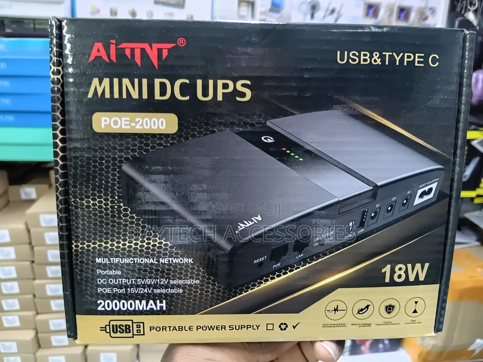 AiTNT Mini DC UPS (POE-2000) for Routers, Modems, and CCTV Cameras.