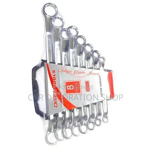 Steel Polished Mirror Chrome Finish 8pc Double Ring Spanner Set