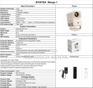 BYINTEK Mango 1 Projector 720P HP Beam Box Kenya