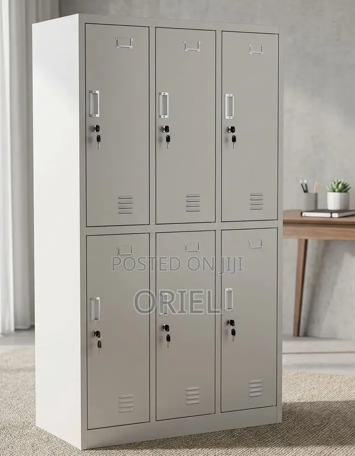 6-Compartment Metallic Office Cabinet – Secure Steel Storage Unit