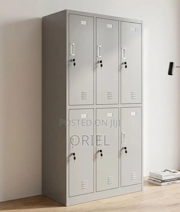 6-Compartment Metallic Office Cabinet – Secure Steel Storage Unit