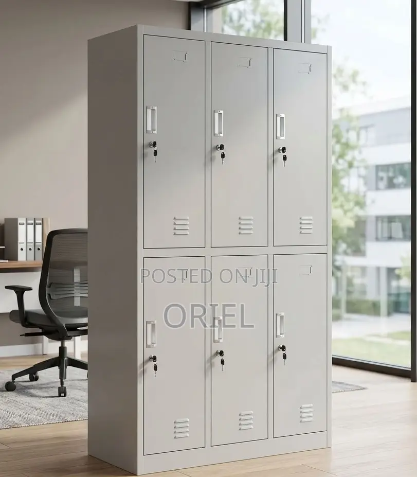 6-Compartment Metallic Office Cabinet – Secure Steel Storage Unit