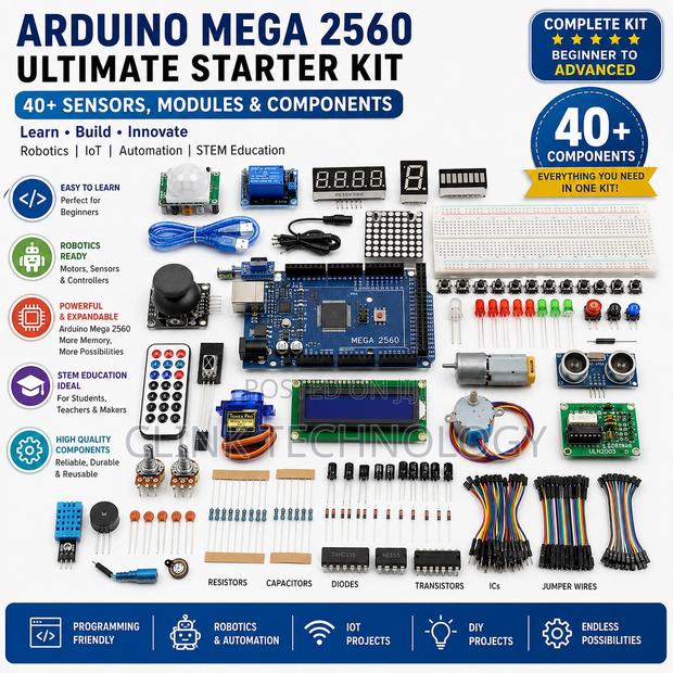 Arduino Mega 2560 Complete Starter Kit With 40+ Components |Robotic.