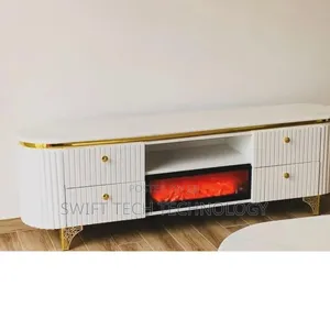 Modern Executive TV Stand With a Functional Fire Place