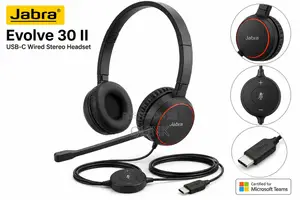 Jabra Evolve 30 II USB-C Wired Stereo Headset Certified, -