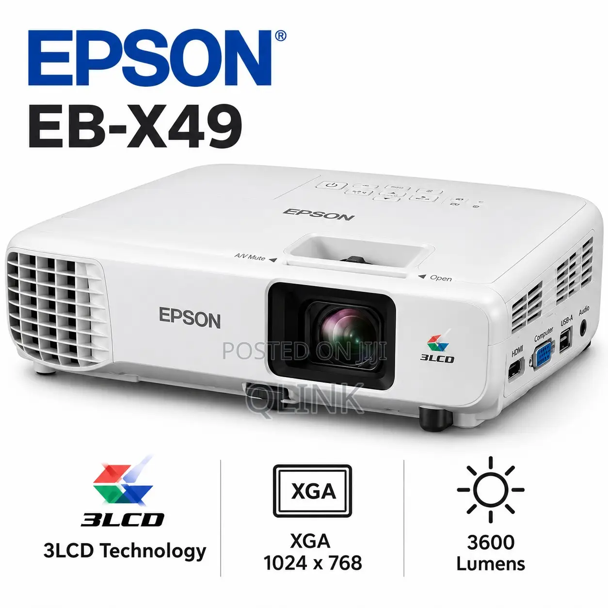 Epson EB-X49 Projector 3LCD Technology, 3600 Lumen