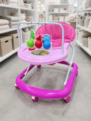 Pink Baby Walker With an Activity Tray and Toy Bar