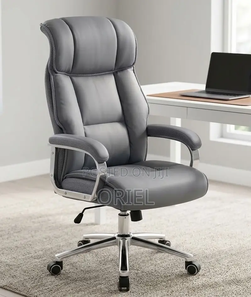 Grey Adjustable Executive Office Chair – Modern Ergonomic Desk Seat