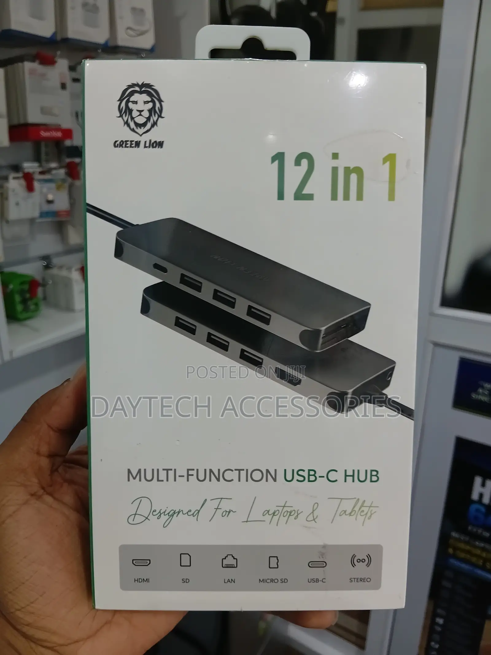 Green Lion 12-in-1 Multi-Function USB-C Hub - Grey.
