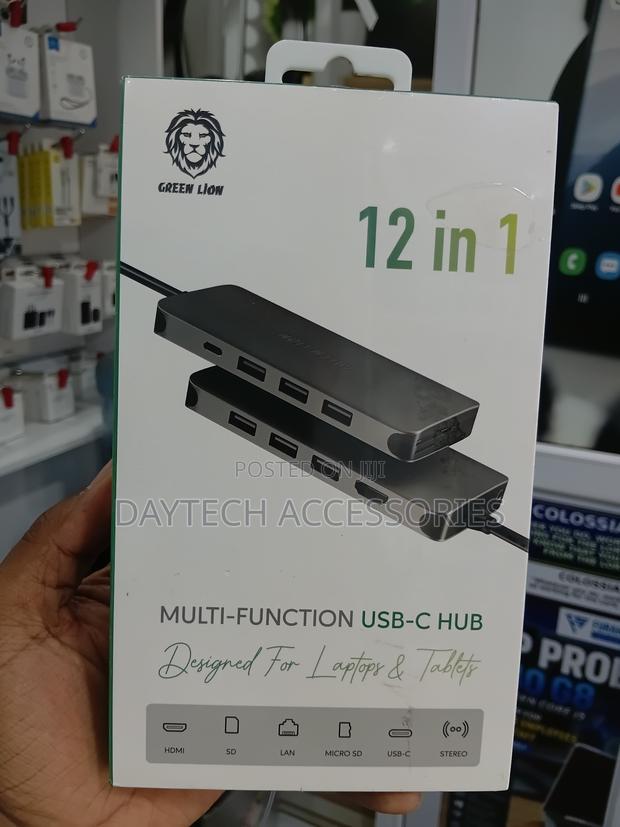 Green Lion 12-in-1 Multi-Function USB-C Hub - Grey. - thumbnail 3