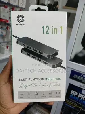 Green Lion 12-in-1 Multi-Function USB-C Hub - Grey.
