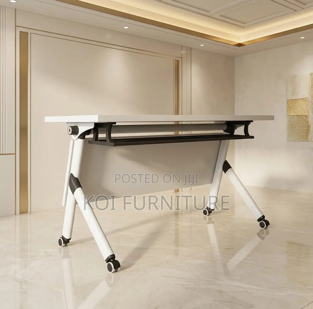 Office Desk; 1.2 Meter White Training Foldable Meeting Table