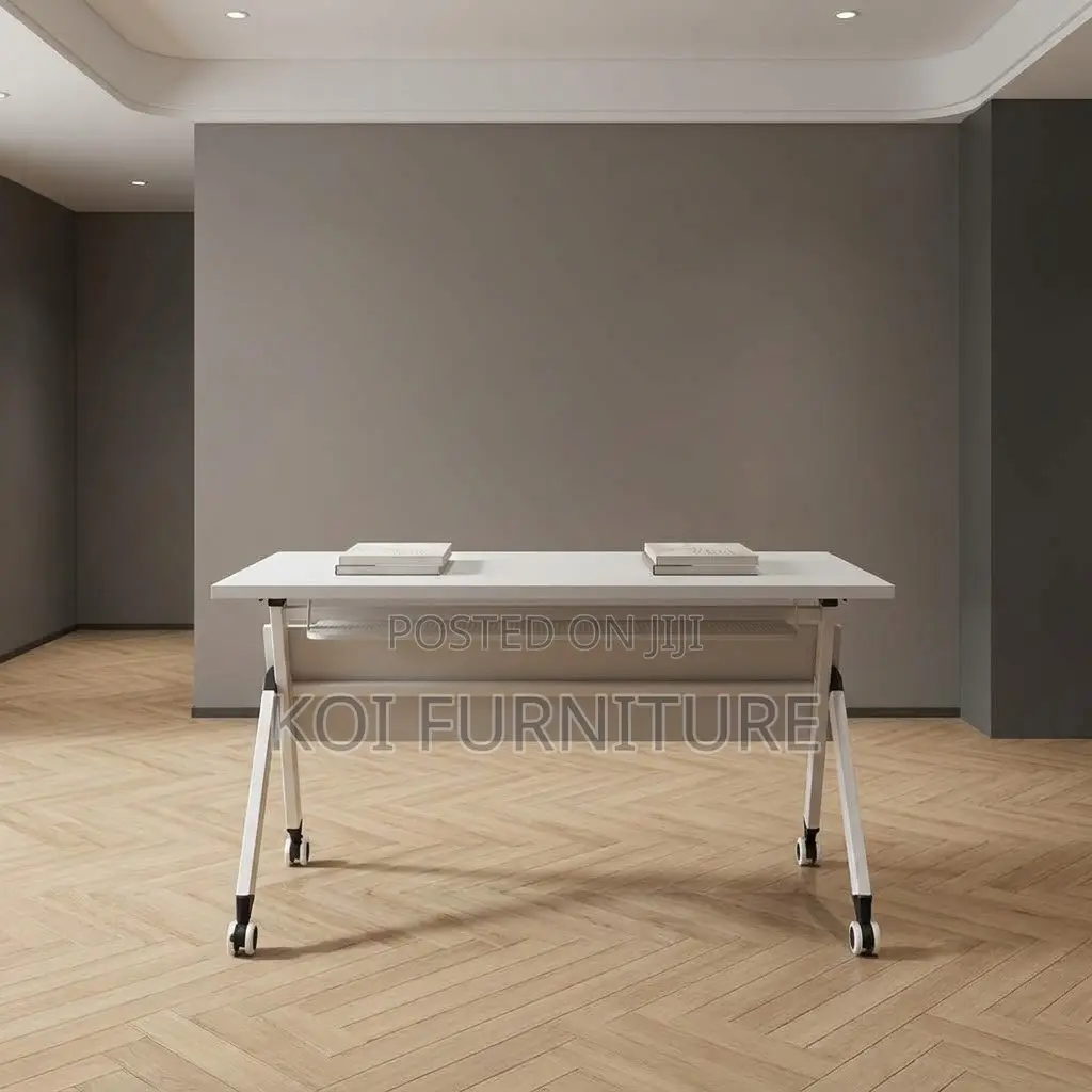 Office Desk; 1.2 Meter White Training Foldable Meeting Table