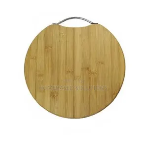1.8cm Thick 32cm Round Bamboo Chop Board With Steel Handle