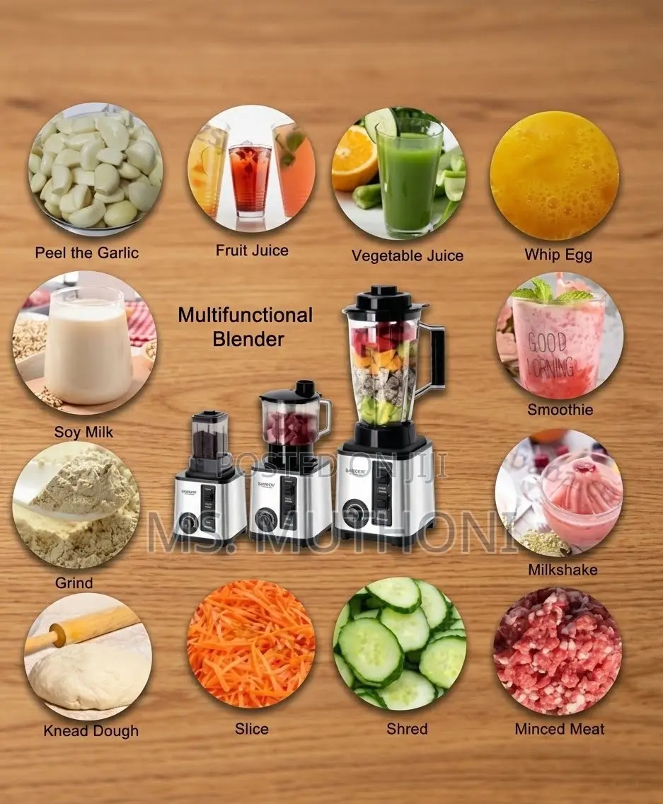 BARDEFU 6-in-1 Stainless Steel Multipurpose Blender & Food Processor