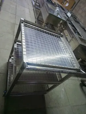 Stainless Steel Kitchen Trolley With Wire-Mesh Grid Shelves