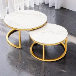Gold Metal Frame Durable Structure Marble Nesting Coffee Table Set