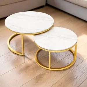 Gold Metal Frame Durable Structure Marble Nesting Coffee Table Set