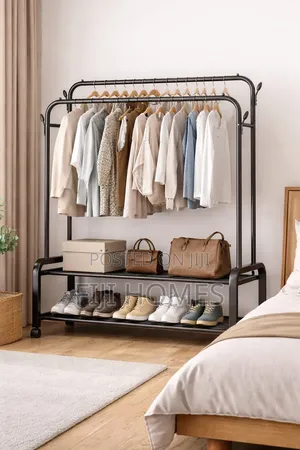 Heavy-Duty Double Rail Clothes Rack