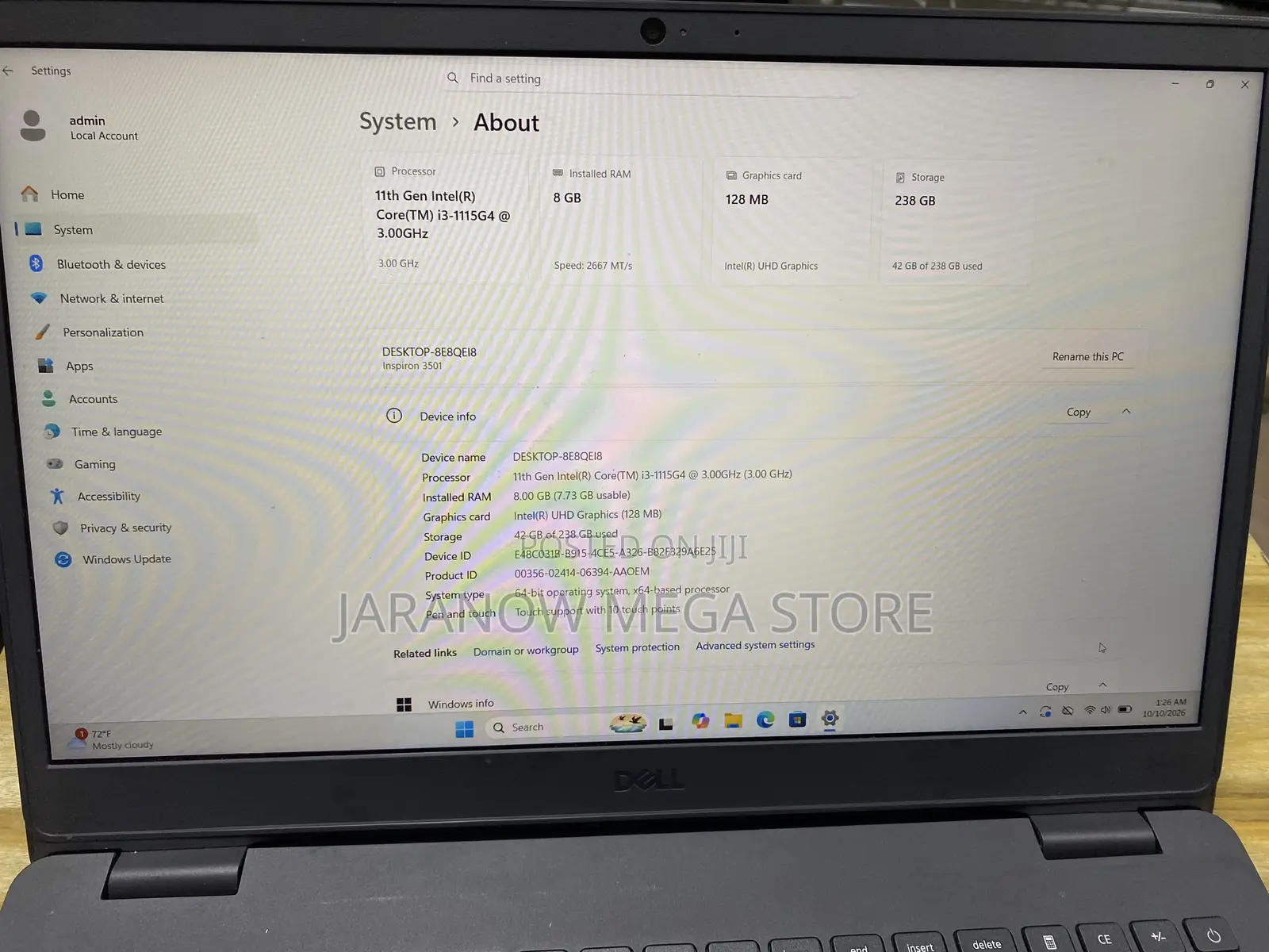Laptop Dell Inspiron 15 3501 8GB Intel Core i3 SSD 256GB