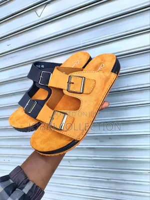 Black Orange Clarks Leather Open Sandals