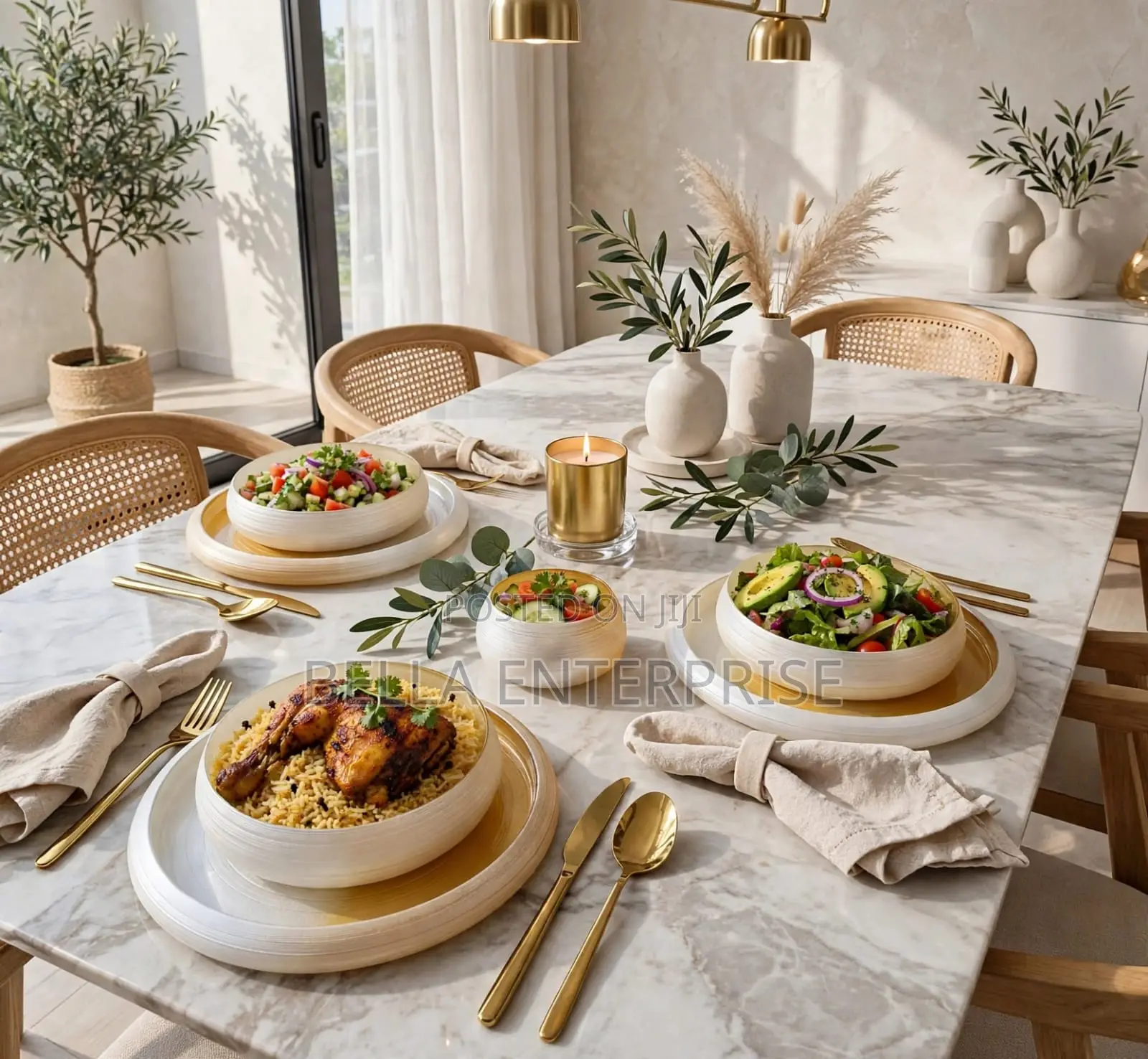 CHAMPAGNE GOLD SWIRL DINNER SET Premium Luxury Ombre Dinner Set