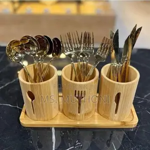 Premium Bamboo Cutlery Organizer Set