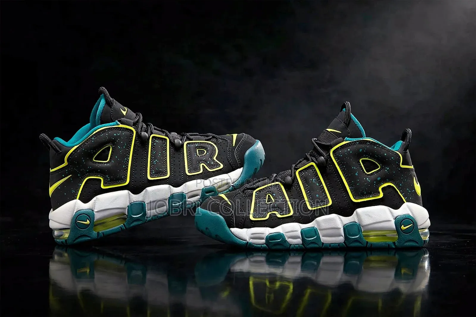 Nike Uptempo Black Volt Geode Teal Sneakers