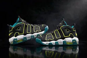 Nike Uptempo Black Volt Geode Teal Sneakers