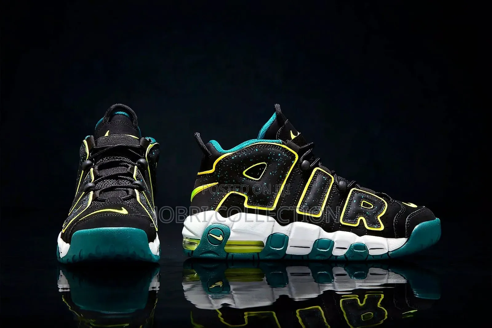 Nike Uptempo Black Volt Geode Teal Sneakers