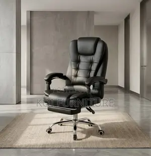 Office Chairs; Executive Leather Office Seat With Foldable Footrest