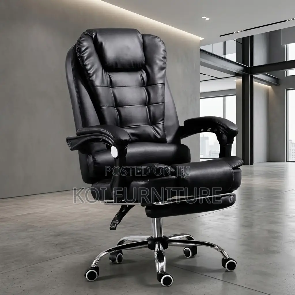 Office Chairs; Executive Leather Office Seat With Foldable Footrest