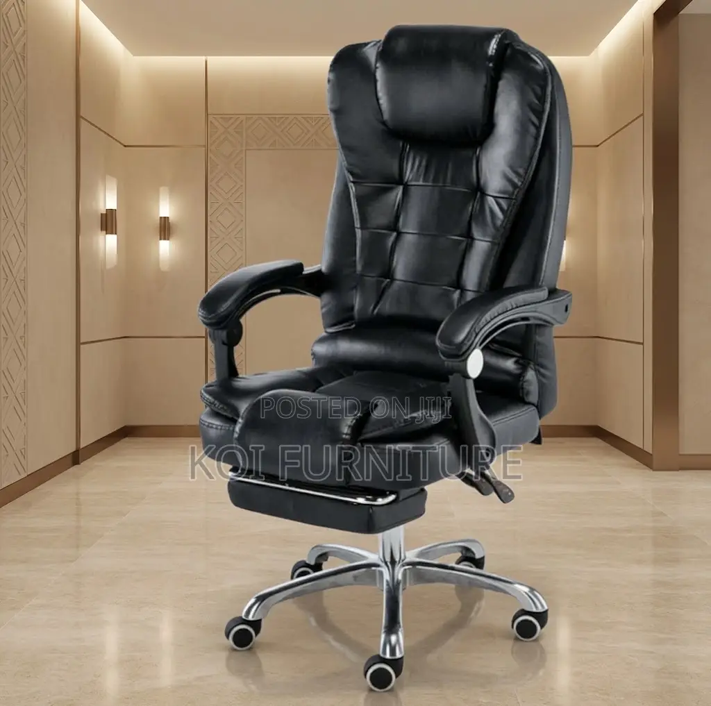 Office Chairs; Executive Leather Office Seat With Foldable Footrest