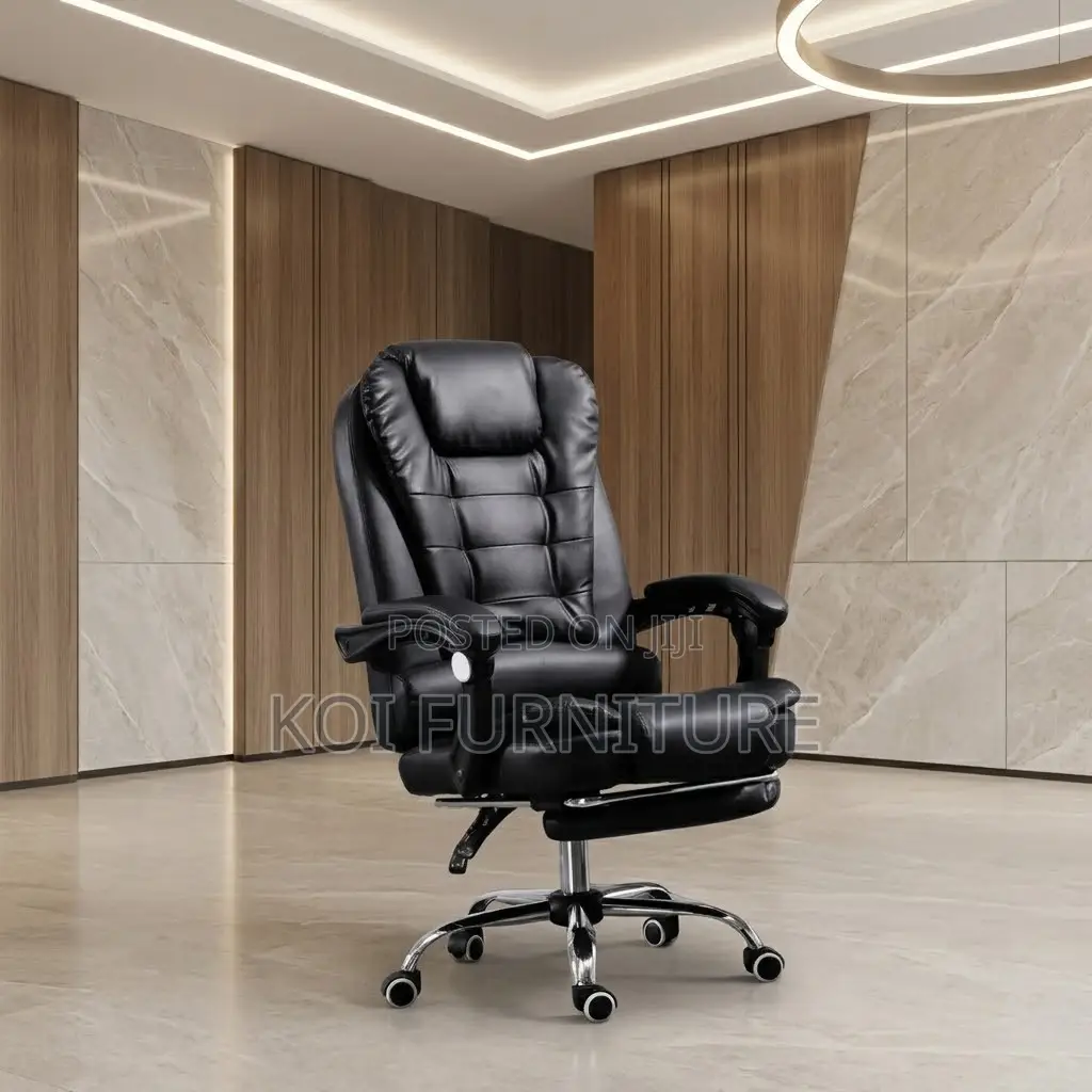 Office Chairs; Executive Leather Office Seat With Foldable Footrest