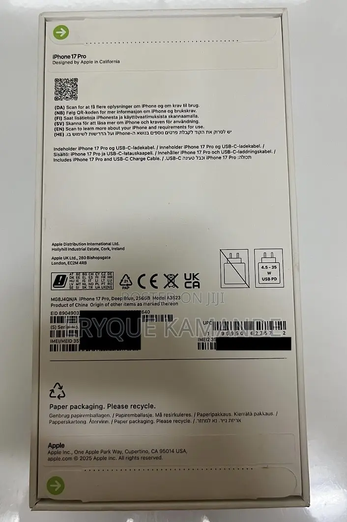 New Apple iPhone 17 Pro 256 GB Blue