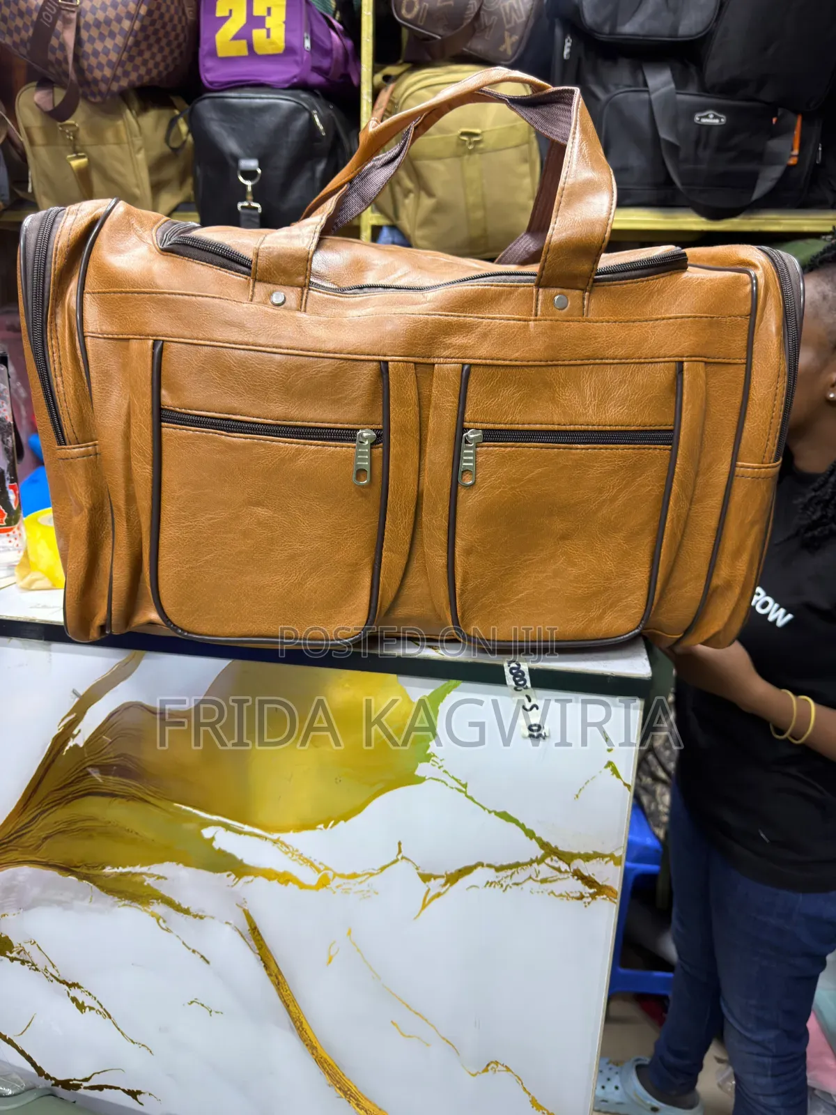 Multi Pockets Big Size PU Leather Travel Duffel Bag