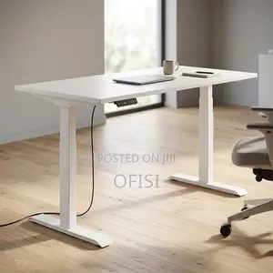 Office Desk; White 140cm Electric Office Desk