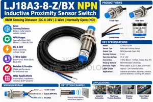 LJ18A3-8-Z/BX 8mm Inductive Metal Sensor NPN NO – DC 6V–36V Proximity