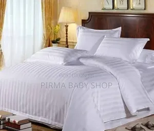 T C White Striped Duvet Cover