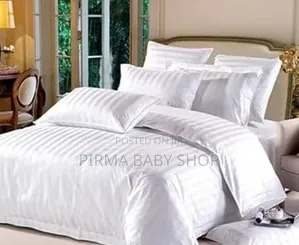 T C White Striped Duvet Cover