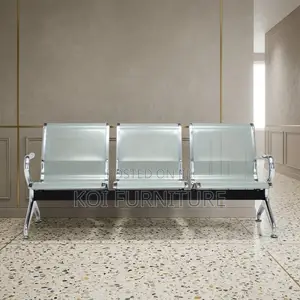 Office Bench; Metallic Three Link Reception Bench