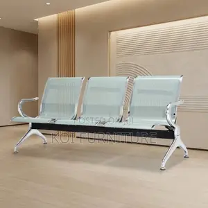 Office Bench; Metallic Three Link Reception Bench