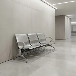Office Bench; Metallic Three Link Reception Bench
